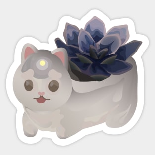 White Succulent Cat! Sticker